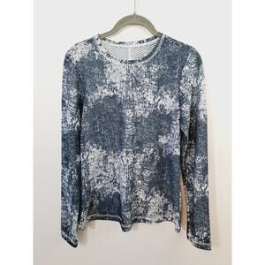 Sofibella Women's Gray White Print Long Sleeve Athletic Tee Size Small